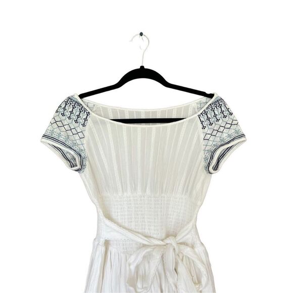 Artka Women's White Tie Waist Short Sleeve Summer Mini Dress Size S - Picture 1 of 8